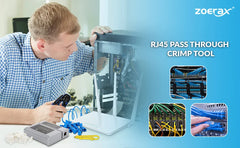 Crimp Tool Pass Through Crimper Cutter for Cat6a Cat6 Cat5 8P8C Modular Connector Ethernet All-in-one Wire Tool