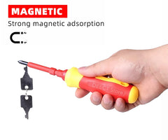 Electrician Screwdrivers Repair Tools Kit 13pcs 1000V Changeable Insulated Set with Magnetic Slotted Phillips Pozidriv Torx Bits