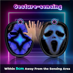 LED Mask with Gesture Sensing Children Electronic Light up Mask for Halloween Party Festival Performance Kids Luminous Mask