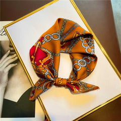 2022 New Women Silk Scarf Square Foulard Lady's Neck Hair Scarves Design Printed Head Kerchief Fashion Girl Scarfs