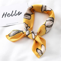 2022 New Women Silk Scarf Square Foulard Lady's Neck Hair Scarves Design Printed Head Kerchief Fashion Girl Scarfs