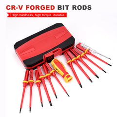 Electrician Screwdrivers Repair Tools Kit 13pcs 1000V Changeable Insulated Set with Magnetic Slotted Phillips Pozidriv Torx Bits