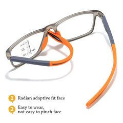 Multifocal Reading Glasses TR90 Frame Men Women Anti-blue Light Sports Eyeglasses Ultralight Bifocal Presbyopia