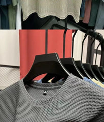 Summer Mesh Ice Silk T-shirt Men's Short Sleeve Round Neck 2023 New Half Sleeve Men Thin Solid Color Tees Top