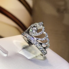 CC Women Rings Queen Crown Jewelry White Gold Plated Wedding Accessories Engagement Ring Anillos CC1568
