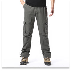 Loose Overalls Men's Outdoor Sports Jogging Tactical Pants Elastic Waist Pure Cotton Casual Work Pants