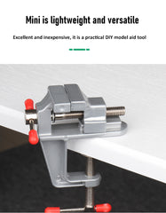 Mini Bench Vise Muliti-Funcational 3.5" Aluminum Miniature Small Jewelers Hobby Clamp On Table Flat Pliers Tool Vice