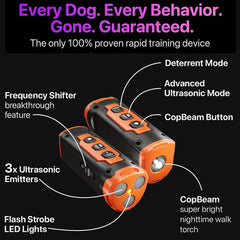 Stop Barking Ultrasonic Training Device Pet Dog Repeller Rechargeable Deterrent Device With LED Flashlight