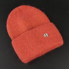 Rabbit Fur Beanies Soft Warm Fluffy Winter Hat for Women Angora Knitted Hat Skullies Beanies Female Bonnet Woman Knit Cap