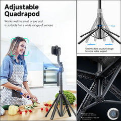 Extendable Auto Face Tracking Tripod 360° Rotation, No App, 64" Motion Sensor Phone holder Stand Camera Mount for Videos Vlogs