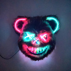Halloween Light Up Horror Mask Glowing Bloody Bear Killer Mask Flashing Neon Scary Bear Mask for cosplay killer mask Decoration