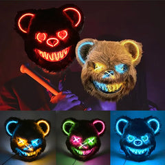 Halloween Light Up Horror Mask Glowing Bloody Bear Killer Mask Flashing Neon Scary Bear Mask for cosplay killer mask Decoration