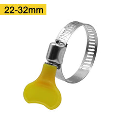5pcs 8-44mm Adjustable Yellow Plastic Handle Hand Twist Hose Clamps Worm Driving 201 Stainless steel Pipe Clips For Tube