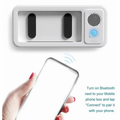 gift-Shower Phone Holder with Bluetooth Speaker IPX4 Waterproof Anti-Fog Touch Screen Wall Mount for Shower Bathroom