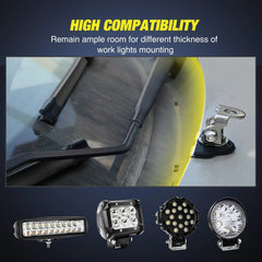 Led Light Mount Work Light Bracket Clamp Stainless Steel Pillar Hood Off road Led Work Light Bar Holder Accessories Universal