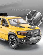 DODGE Mammoth 1000 TRX Alloy Pickup Car Model Diecast Metal Off-road Vehicle Model Sound and Light Simulation Kids Toy Gift