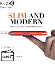 12-card wallet, Minimalist men's RFID blocking multi-functional ultra-thin front pocket bi-fold solid colour portable card holder