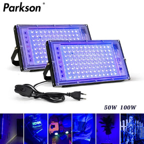 Led UV Floodlight 220V Ultraviolet 395nm 400nm Stage Lamp 50W 100W LED Stage Blacklight Waterproof Disco Party Stage Backlight