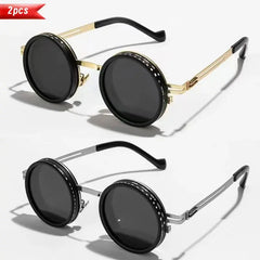 Handmade ND9 adjustable dimming sunglasses Retro Punk round men's outdoor fishing UV400 polarized driving sunglasses for women