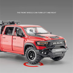 DODGE Mammoth 1000 TRX Alloy Pickup Car Model Diecast Metal Off-road Vehicle Model Sound and Light Simulation Kids Toy Gift