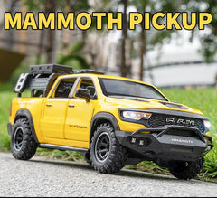 DODGE Mammoth 1000 TRX Alloy Pickup Car Model Diecast Metal Off-road Vehicle Model Sound and Light Simulation Kids Toy Gift
