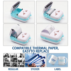 Mini Pocket Printer, Wireless BT Connection Thermal Printer For Photos Receipts Notes Memo Label Portable Inkless Gift Printer