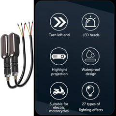 Motorcycle LED Turn Signal Lamp Projection Lamp Sequential Flowing Flash Indicator Lights Running Light Front Rear Signal Light