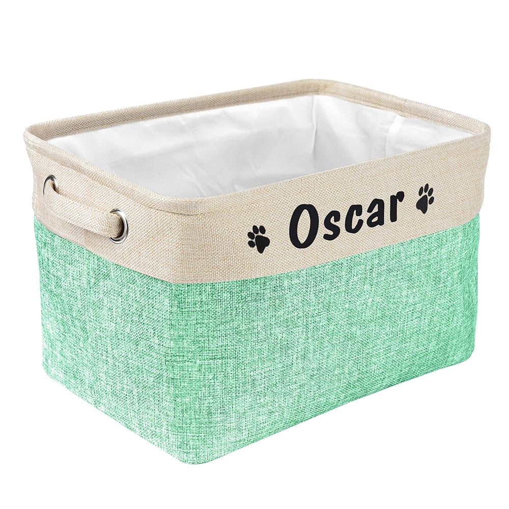 Custom Pet Storage Box Free Dog Name Printing Canvas Waterproof Dog Cat Toy Storage Container Foldable Storage Bag For Dogs Cats - Wowza