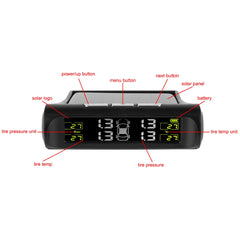 Universal Car Tire Pressure Monitoring System USB / Solar TPMS Tyre Temperature Monitor 0-6Bar Auto Security Alarm Systems