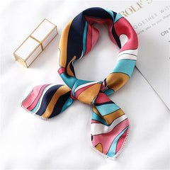 2022 New Women Silk Scarf Square Foulard Lady's Neck Hair Scarves Design Printed Head Kerchief Fashion Girl Scarfs