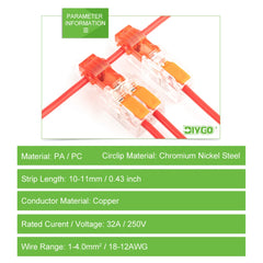 T-Type Stripping Free Wiring Connector With Fixing Hole Quick Branch Splice Junction box lever Wire connector 32A