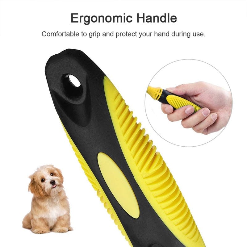 Professional Dog Brush Dematting Gently Efficient Safe Pet Comb Rake Removes Undercoat Knots Wooden Handle Puppy Goomer - Wowza