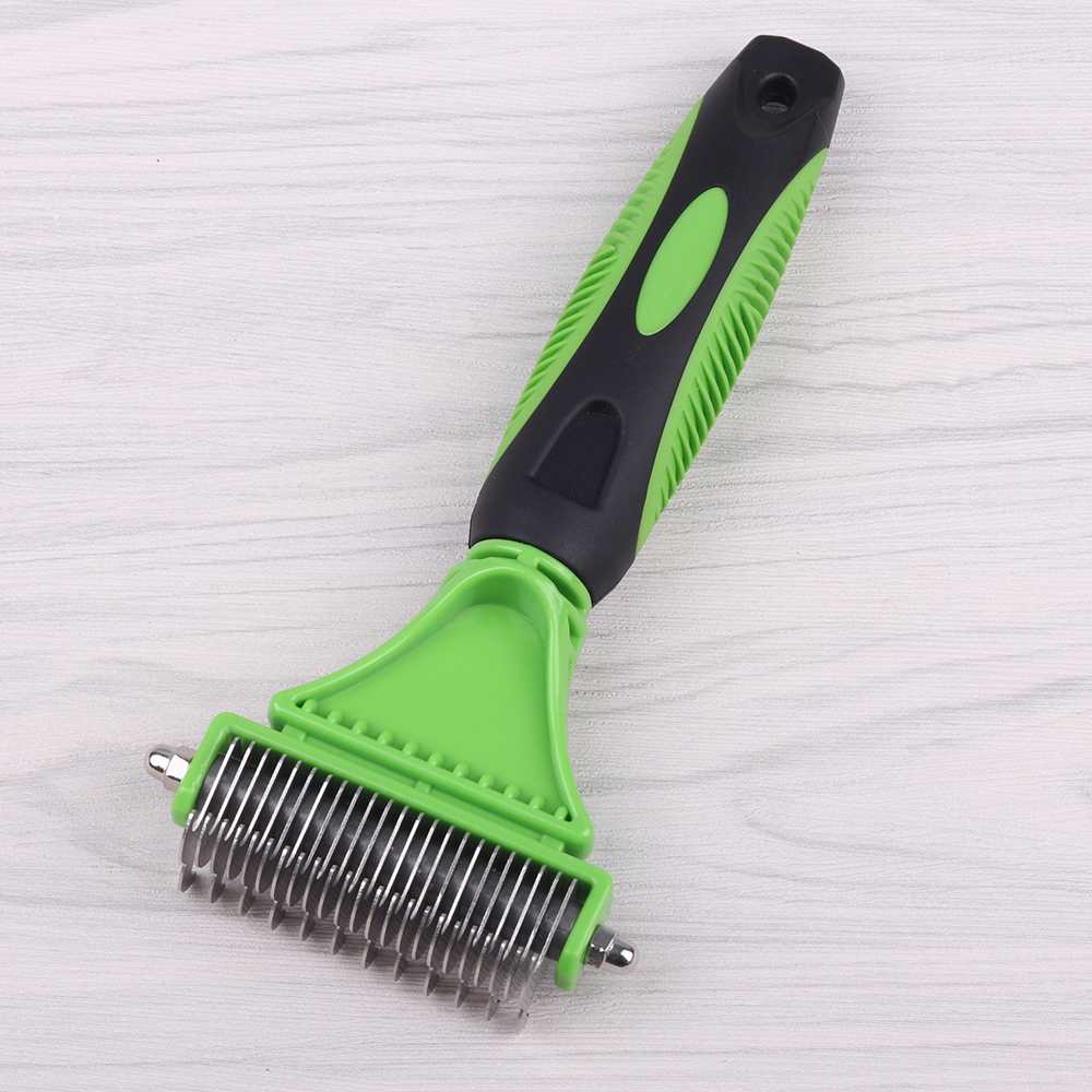 Professional Dog Brush Dematting Gently Efficient Safe Pet Comb Rake Removes Undercoat Knots Wooden Handle Puppy Goomer - Wowza