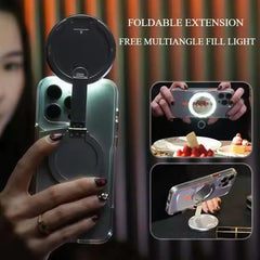 4 In 1 Metal Magnetic Led Makeup Mirror Selfie Light Phone Holder For iPhone 16 15 Pro Max 14 For Magsafe Foldable Stand M8H7