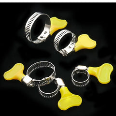 5pcs 8-44mm Adjustable Yellow Plastic Handle Hand Twist Hose Clamps Worm Driving 201 Stainless steel Pipe Clips For Tube