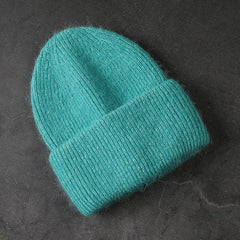 Rabbit Fur Beanies Soft Warm Fluffy Winter Hat for Women Angora Knitted Hat Skullies Beanies Female Bonnet Woman Knit Cap