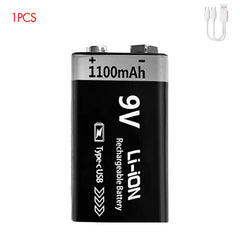 MATOV USB 9V Rechargeable Battery 1100mAh Type-C Rechargeable 6F22 9V Li-ion Battery for RC Helicopeter Model Multimeter Toy