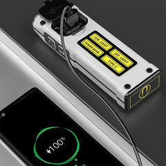 Super Bright LED Source Work Lamp with Magnet Alarm SOS Key Chain Power Bank Waterproof Emergency Flashlight