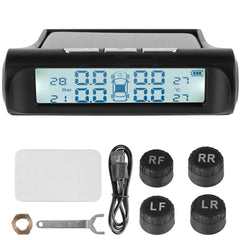 Universal Car Tire Pressure Monitoring System USB / Solar TPMS Tyre Temperature Monitor 0-6Bar Auto Security Alarm Systems