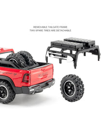 DODGE Mammoth 1000 TRX Alloy Pickup Car Model Diecast Metal Off-road Vehicle Model Sound and Light Simulation Kids Toy Gift