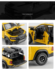 DODGE Mammoth 1000 TRX Alloy Pickup Car Model Diecast Metal Off-road Vehicle Model Sound and Light Simulation Kids Toy Gift