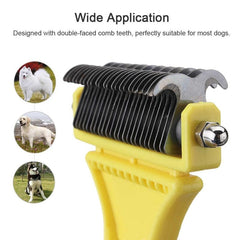 Professional Dog Brush Dematting Gently Efficient Safe Pet Comb Rake Removes Undercoat Knots Wooden Handle Puppy Goomer - Wowza