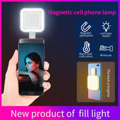 LED Fill Light Magnetic Mobile Phone Selfie Light 180° Mobile Flip Light Soft Phone Mini Portable And Cold Light Warm Holde S5Z6