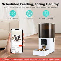 6L Pet Automatic Feeder APP Control with 1080P Camera Timing and Quantitative Smart Dog Feeder Automatic Feeder for Cat Dog