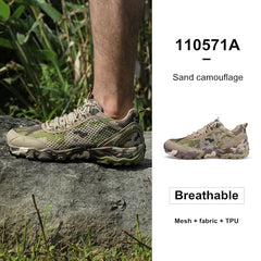 Humtto New Arrival Leather Hiking Shoes Wear-resistant Outdoor Sport Men Shoes Lace-Up Mens Climbing Trekking Hunting Sneakers