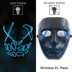 Wireless Neon LED Purge Mask Glow in The Dark Cosplay Horror Mask Halloween Masquerade Party Masks Glowing Funny Dress Up