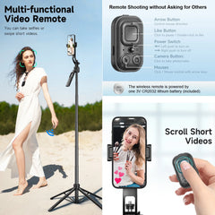 Extendable Auto Face Tracking Tripod 360° Rotation, No App, 64" Motion Sensor Phone holder Stand Camera Mount for Videos Vlogs