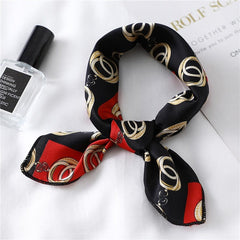 2022 New Women Silk Scarf Square Foulard Lady's Neck Hair Scarves Design Printed Head Kerchief Fashion Girl Scarfs