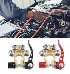 Car Battery Terminals 1 Pair 12V 24V Top Post Wire Cable Clamp Quick Release Terminal Connectors Copper Clip Screw Auto Parts