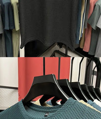 Summer Mesh Ice Silk T-shirt Men's Short Sleeve Round Neck 2023 New Half Sleeve Men Thin Solid Color Tees Top
